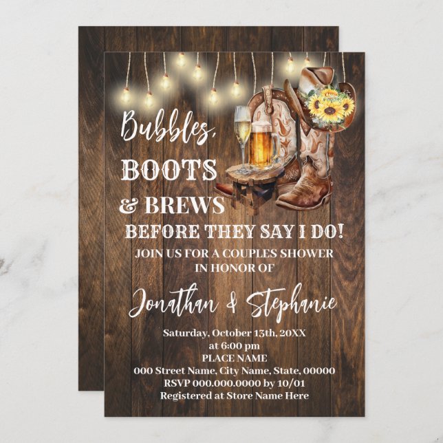 Convite Bolhas Boot & Breu antes que eu faça girassol ocid (Frente/Verso)