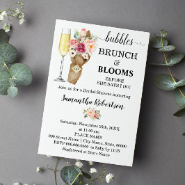 Convite Bolhas Brunei e Blooms Chá de panela Flores Rosa