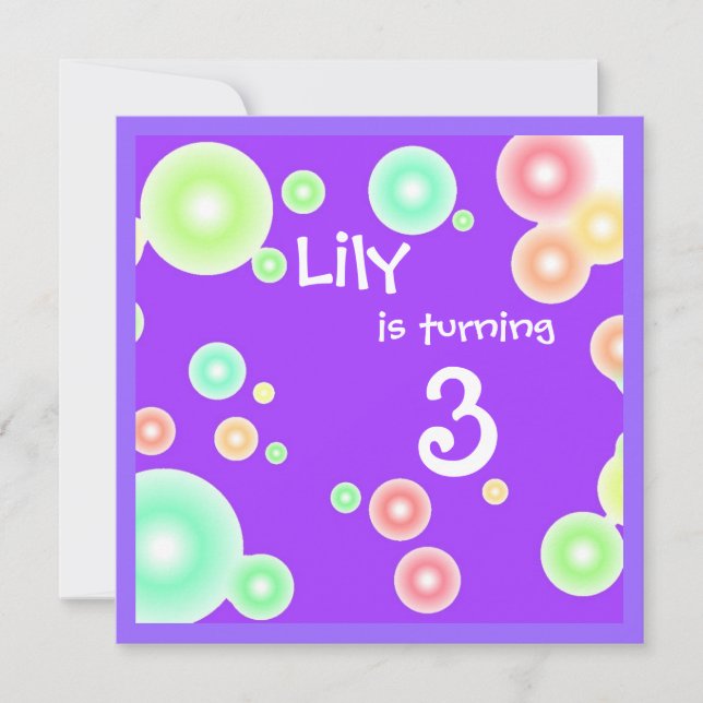 Convite Bolhas Coloridas (Frente)