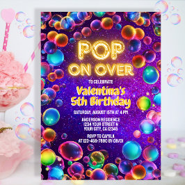 Convite Bolhas Coloridas de Brilho Neon no Exterior Festa 