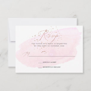 Convite Bolhas de Champanhe Cor de Água Rosa+RSVP de Calig