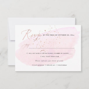 Convite Bolhas de Champanhe em Aquarela Rosa RSVP com Refe