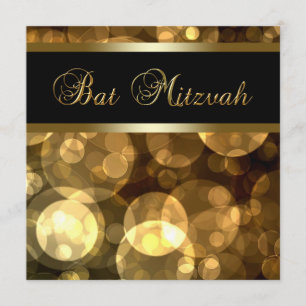 Convite Bolhas de Ouro Negro Bat Mitzvah