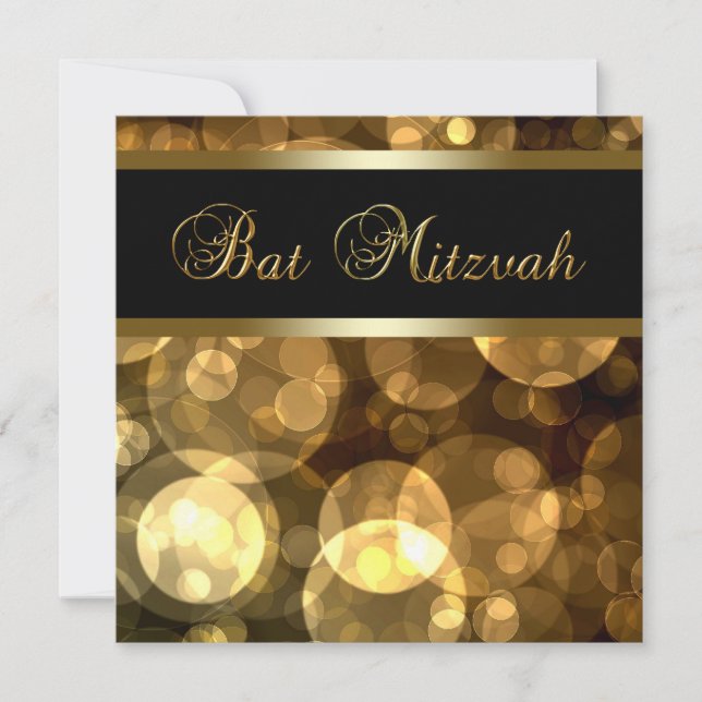 Convite Bolhas de Ouro Preto Bat Mitzvah (Frente)