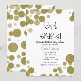 Convite Bolhas de Pontos Polka Dourado e Branco CHUVA DEST