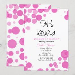 Convite Bolhas de Pontos Polka Rosa e Branco AH BABY Chá d