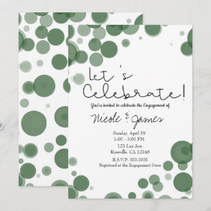 Convite Bolhas de Pontos Verde e Branco Vamos Celebrar