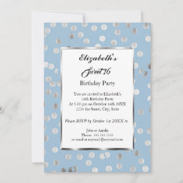 Convite Bolhas de prata do partido azul Doce 16 Festas de 