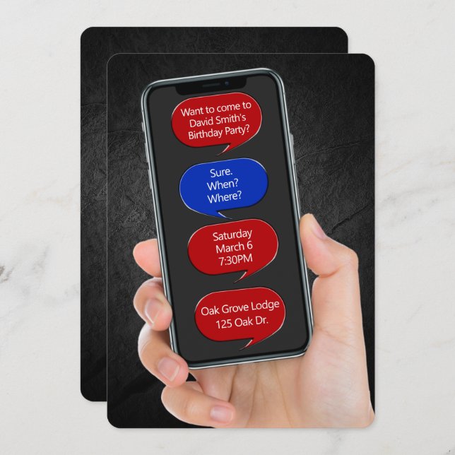 Convite Bolhas de Texto para Mensagem de Festa de aniversá (Frente/Verso)