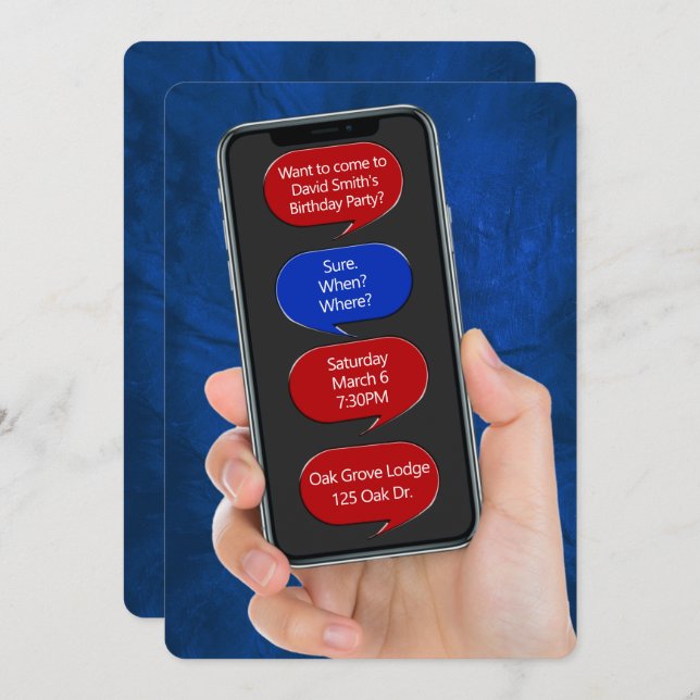 Convite Bolhas de Texto para Mensagem de Festa de aniversá (Frente/Verso)