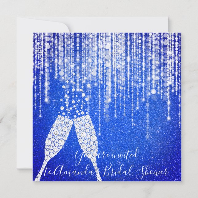 Convite Bolhas de vidro de diamante 30 40º Bridal Royal Bl (Frente)