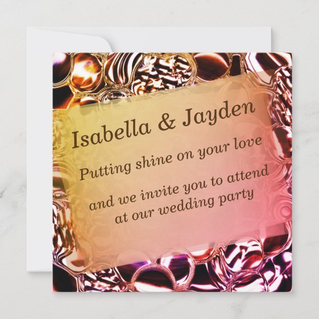 Convite Bolhas de vidro ou de tonalidades de salmão chuvad (Frente)