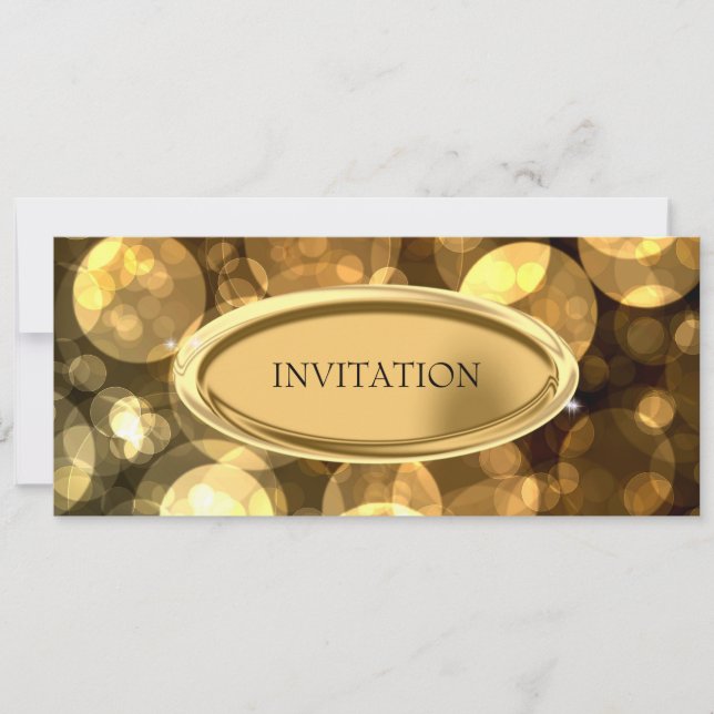 Convite Bolhas Douradas e Pretas Elegantes para Eventos Es (Frente)