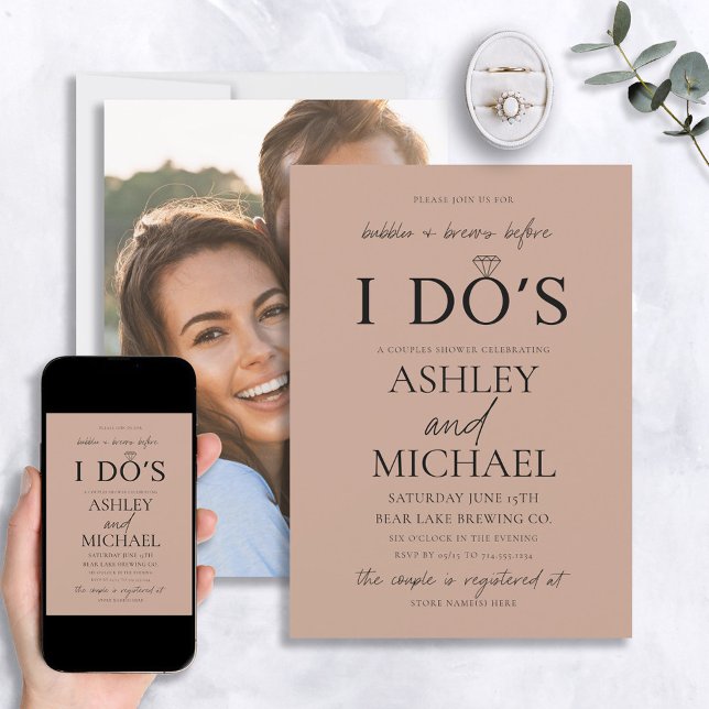 Convite Bolhas e Brechas Blush Simples Chá de Fotografias  (Criador carregado)