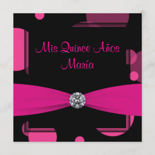 Convite Bolhas Rosa Quente Quinceanera