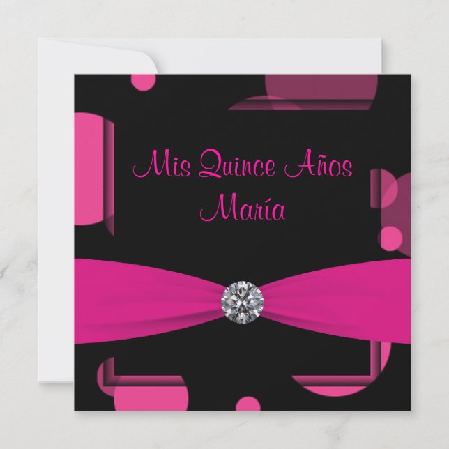 Convite Bolhas Rosa Quinceanera (Frente)