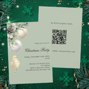 Convite Bolhas verdes de ouro branco Código QR Festa de Na
