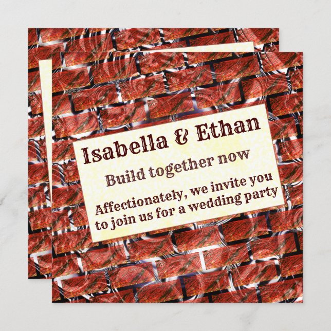 Convite Bolhas vermelhas em gradação ou efeito de tijolo?  (Frente/Verso)