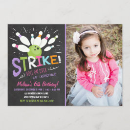 Convite Boliche Aniversário Convoca Menina Púrpura Rosa