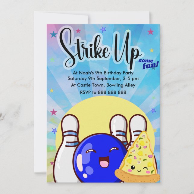 Convite Boliche Azul, Tie Dye Party (Frente)