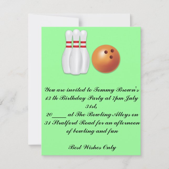 Convite Boliche de 13 de aniversário (Frente)