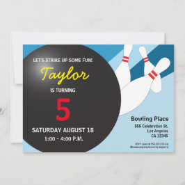 Convite boliche de aniversário 5 azul vermelho