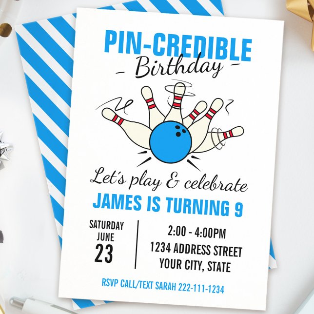 Convite Boliche de aniversário para rapazes (Criador carregado)