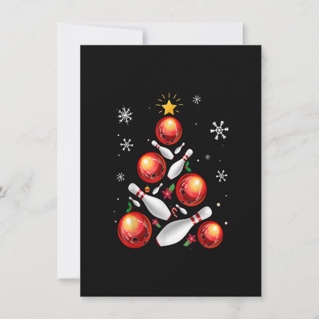 Convite Boliche Engraçada Árvore de Natal Luz de Natal (Frente)