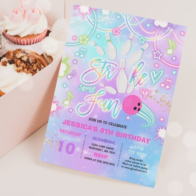 Convite Boliche Festa de aniversário Tie Dye Boliche (Criador carregado)