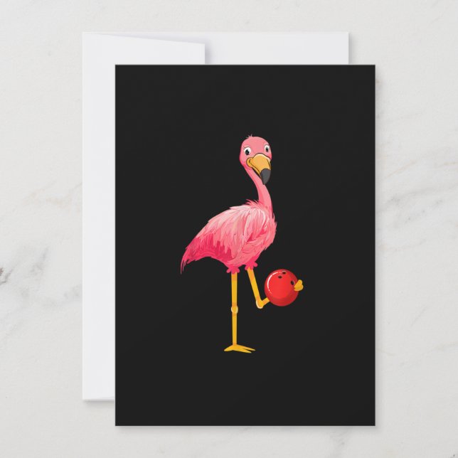 Convite Boliche Flamingo - Jogador Engraçado de Boliche Fl (Frente)