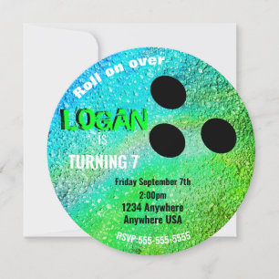 Convite Boliche neon BOLA DE BOLICHE, festa de aniversário