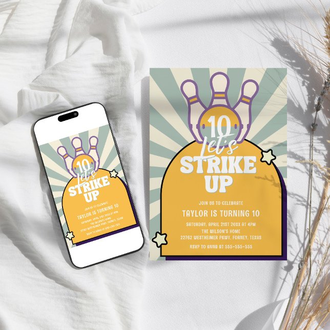 Convite Boliche Retro Aniversário de criança Party (Criador carregado)