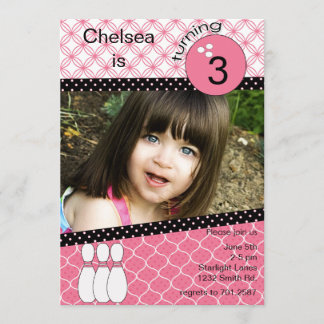 Convite boliche rosa moderno com foto