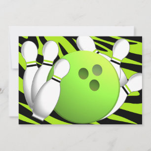 Convite Boliches Neon Green e Zebra