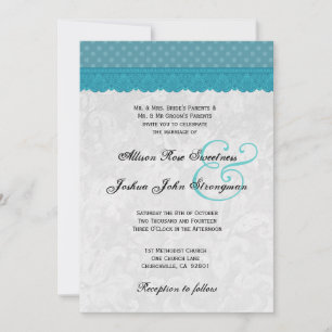 Convite Bolinhas azuis e Casamento de rendas V001