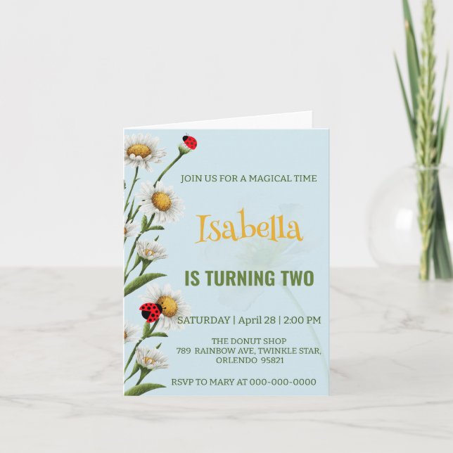 Convite Bolinhas bonita Aniversário de criança azul margar (Frente)