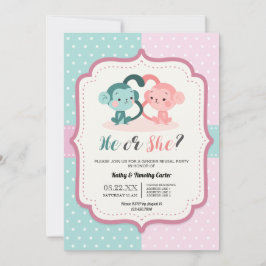 Convite bolinhas bonitinhas de macacos revelam corações pa