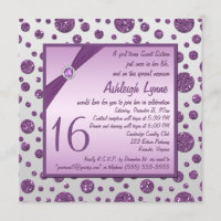 Bolinhas brilhante de prata e roxa Doce Dezesseis