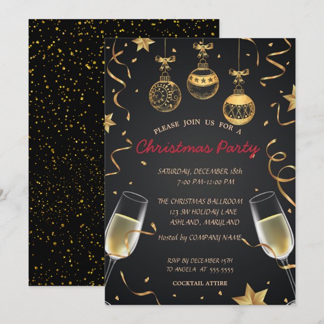 Convite Bolinhas de Natal, Confetes Festa de Natal Corpora (Frente/Verso)