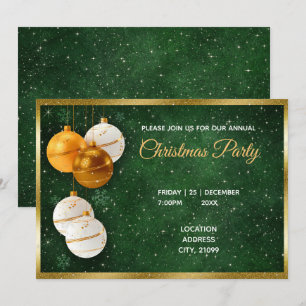 Convite Bolinhas de Natal Douradas e Brancas
