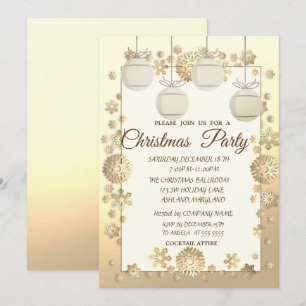 Convite Bolinhas de Natal, Dourado Festa de Natal Corporat