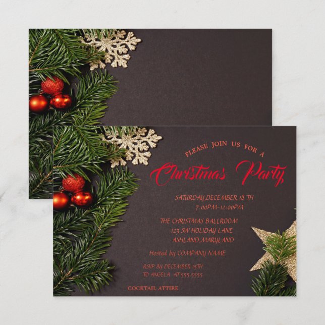 Convite Bolinhas de Natal, Festa de Natal da Empresa de Ra (Frente/Verso)