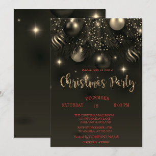 Convite Bolinhas de Natal Preto Festa de Natal da Empresa