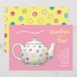 Convite Bolinhas de primeiro aniversario para Crianças do 