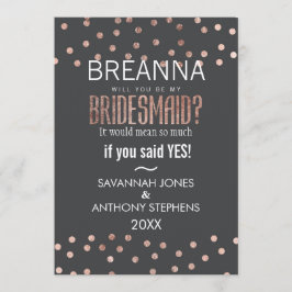 Convite Bolinhas Douradas e carvão negro Bridesmaid
