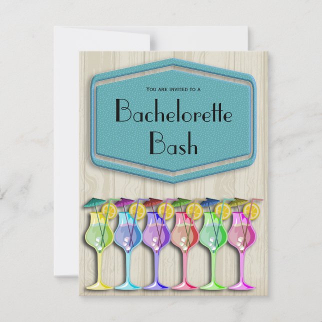 Convite Bolinhas E Drinks Tropicais De Guarda-Chuva Trendy (Frente)