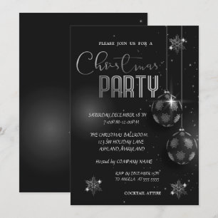 Convite Bolinhas Flocos de Neve Prata Natal Corporativo