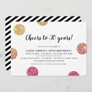 Convite Bolinhas modernas do brilho do ouro do PARTIDO de