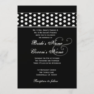 Convite Bolinhas preto e branco que Wedding o modelo