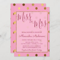 Bolinhas rosa e Dourada Miss para a Sra. Chá de pa